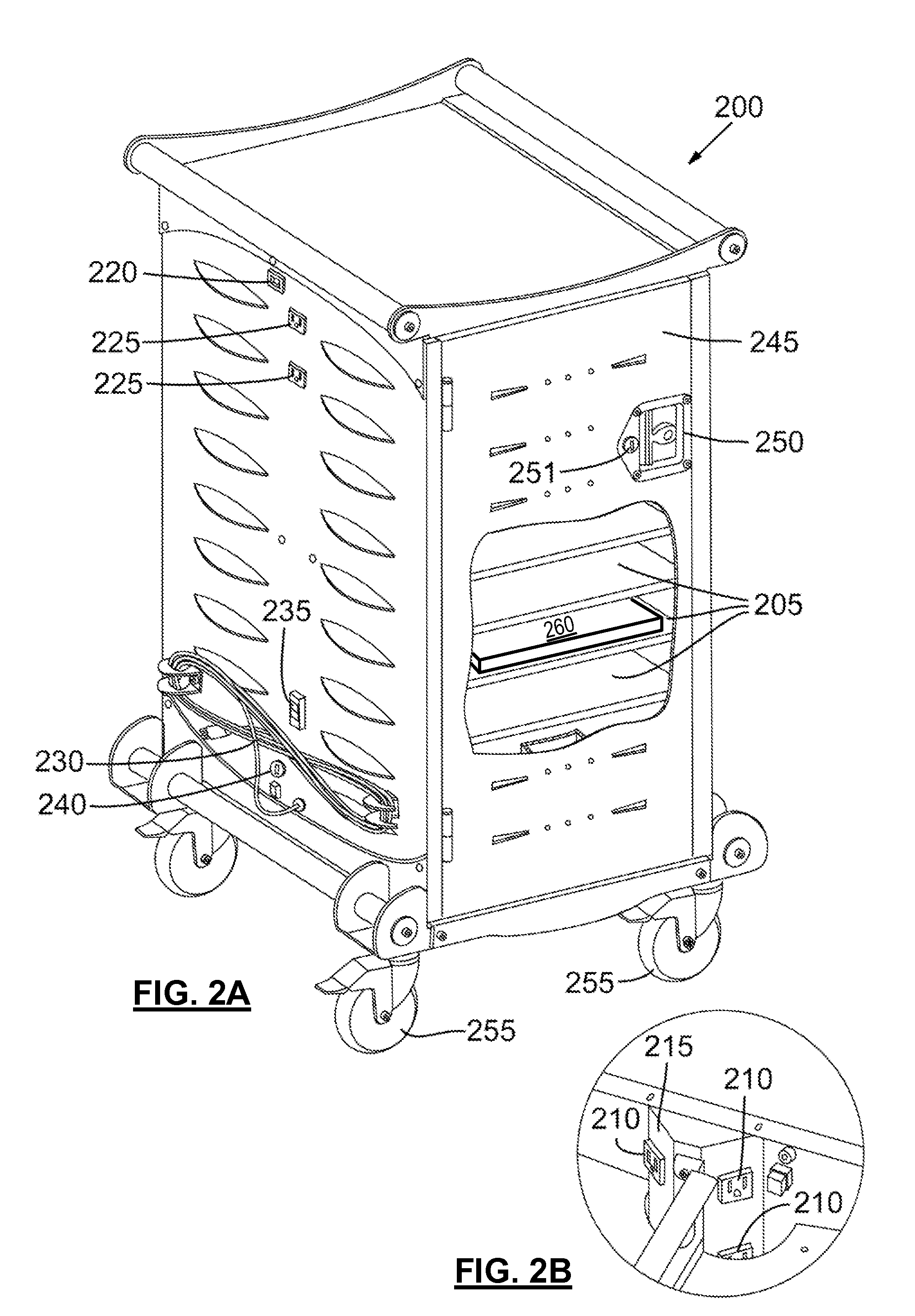 Laptop computer storage and battery charging systems and methods including transient current inrush limiter