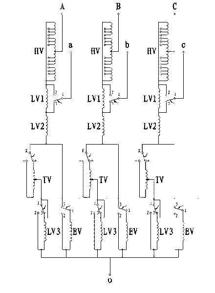 Winding connection structure for double-active-part on-load-tap-changing auto-transformer