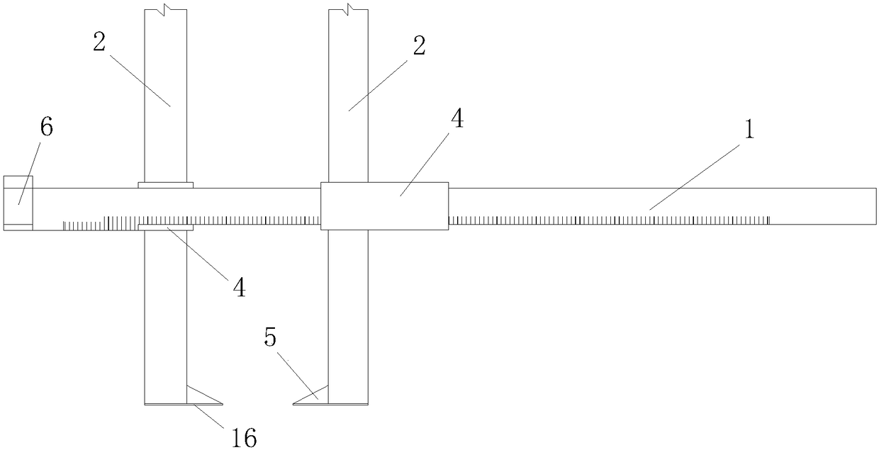 Rectangular groove construction tool and construction method