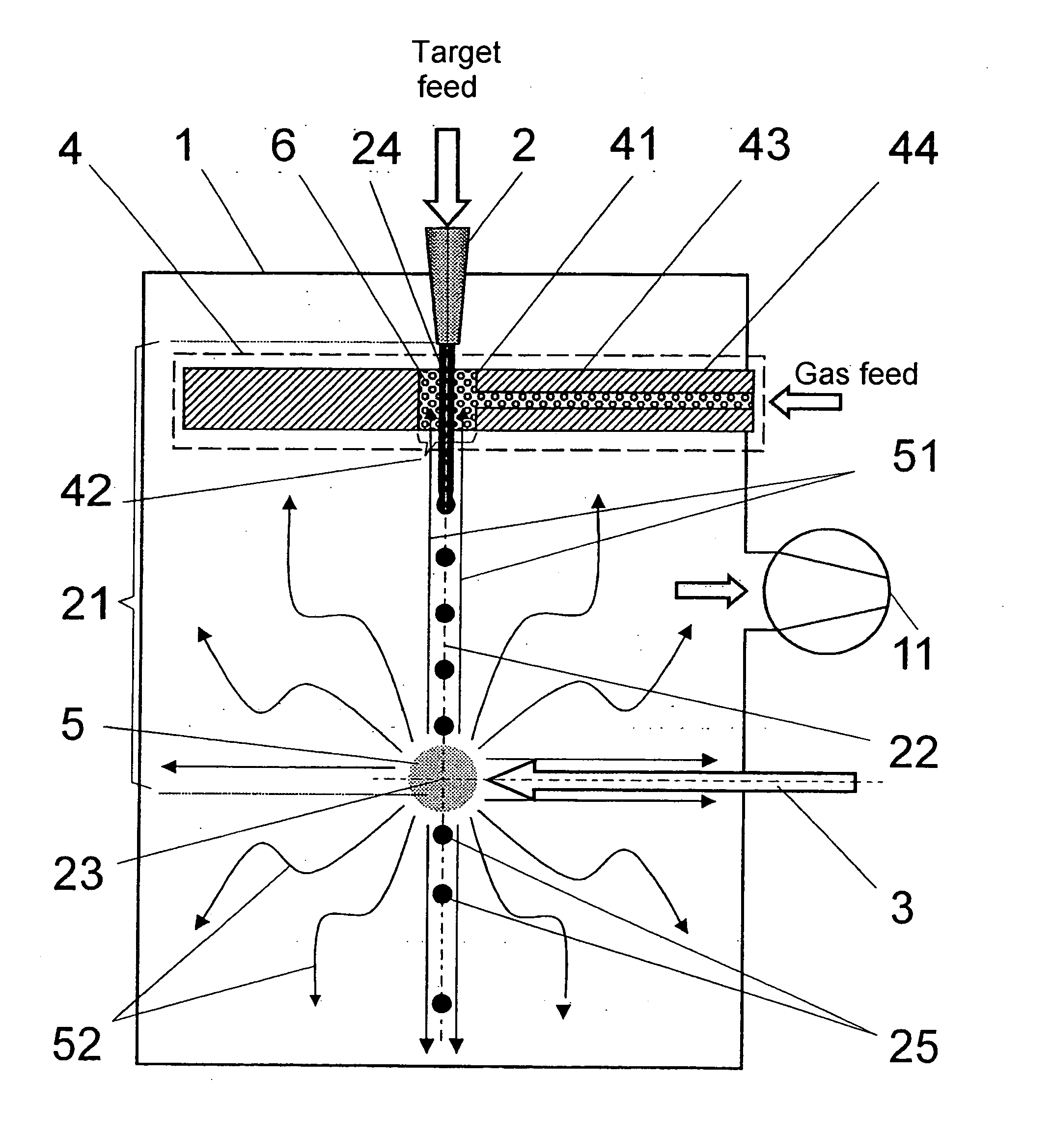 Arrangement for providing a reproducible target flow for the energy beam-induced generation of short-wavelength electromagnetic radiation