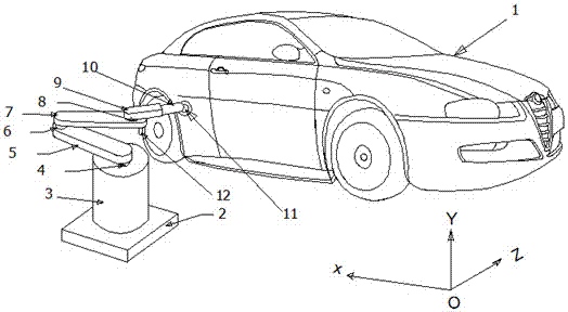 Laser line cross alignment control method for charging arm of electric vehicle