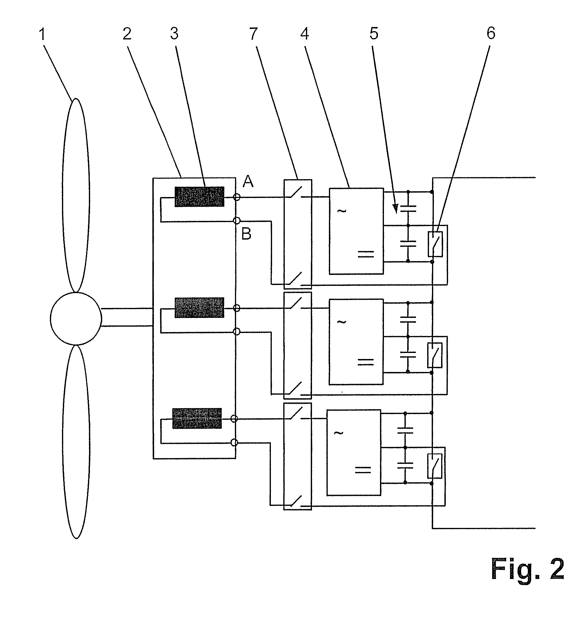 Energy system for producing DC voltage using rectifiers and energy storage circuits