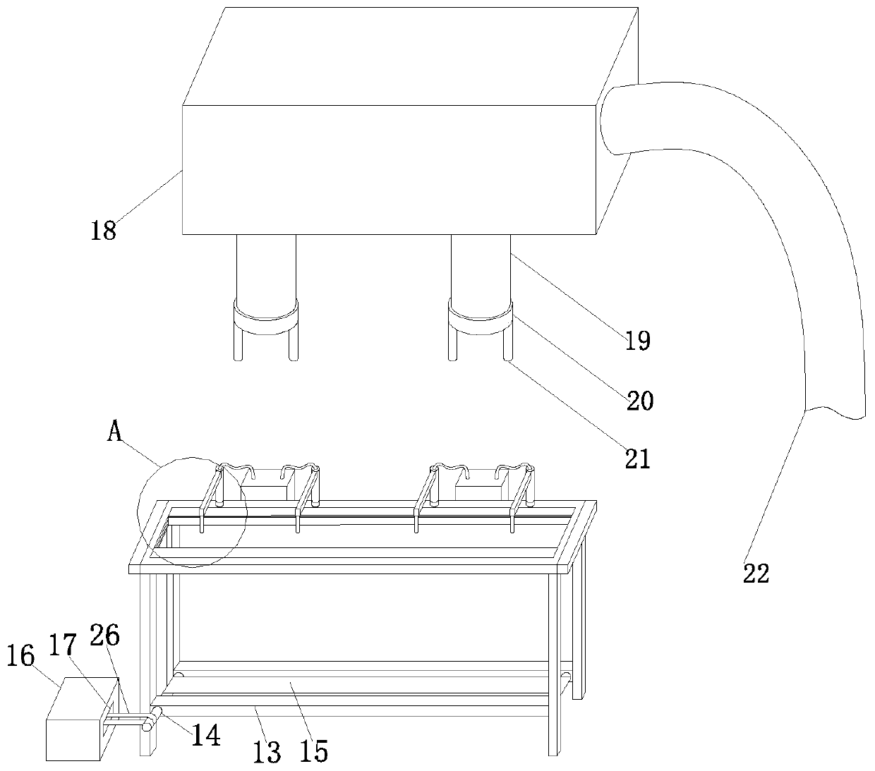 Product packaging material pressing device facilitating material taking