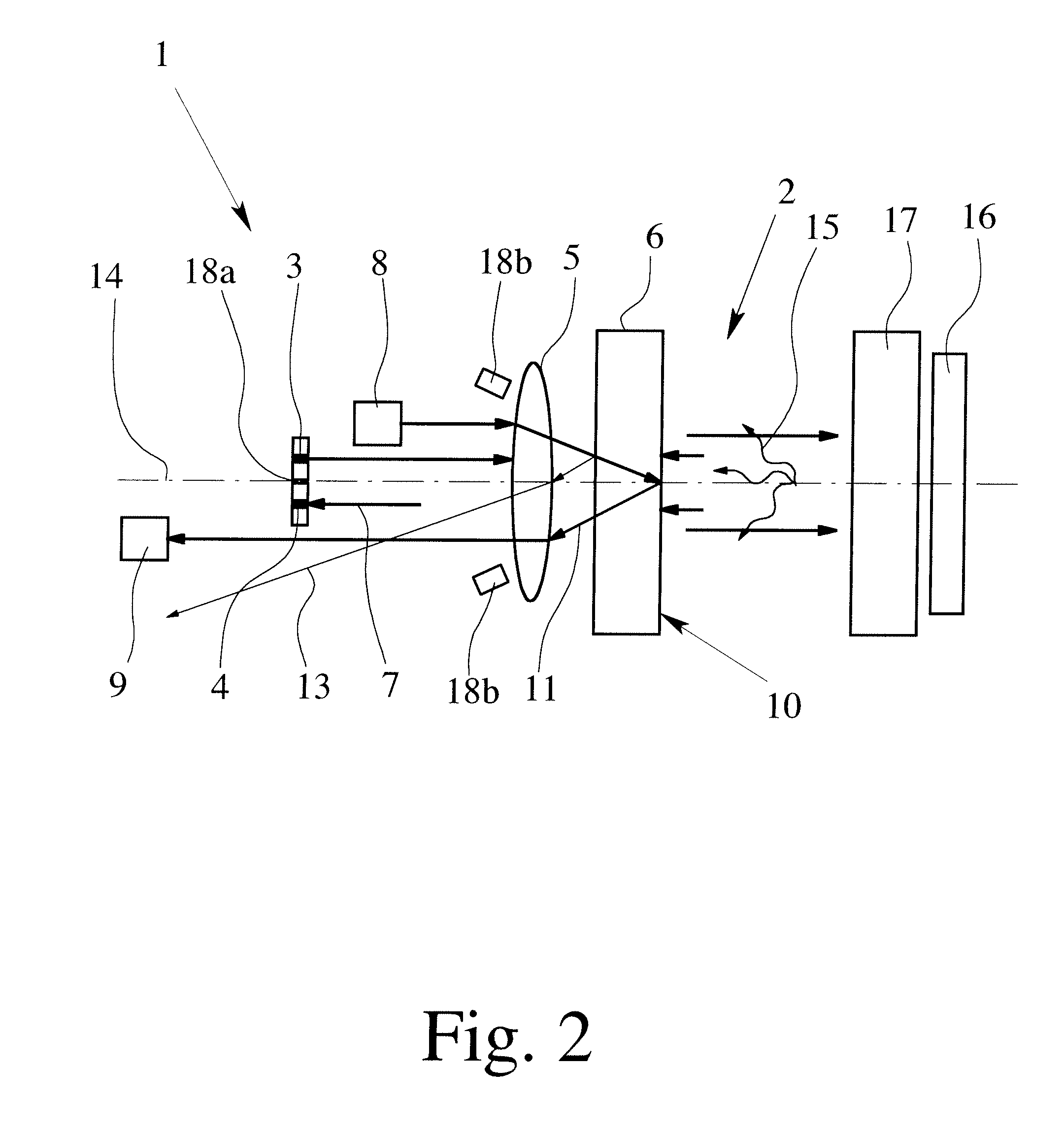 Device for measuring the diffusion and/or absorption and/or refraction of a sample