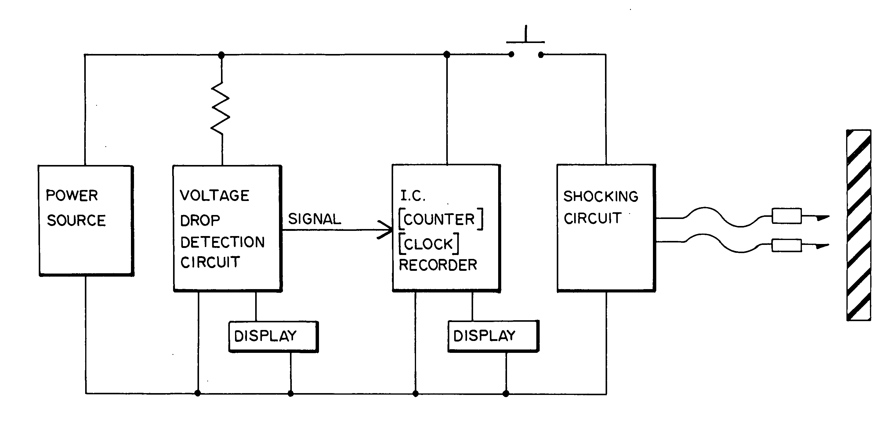Shocking device having a time-based monitoring and recording circuit