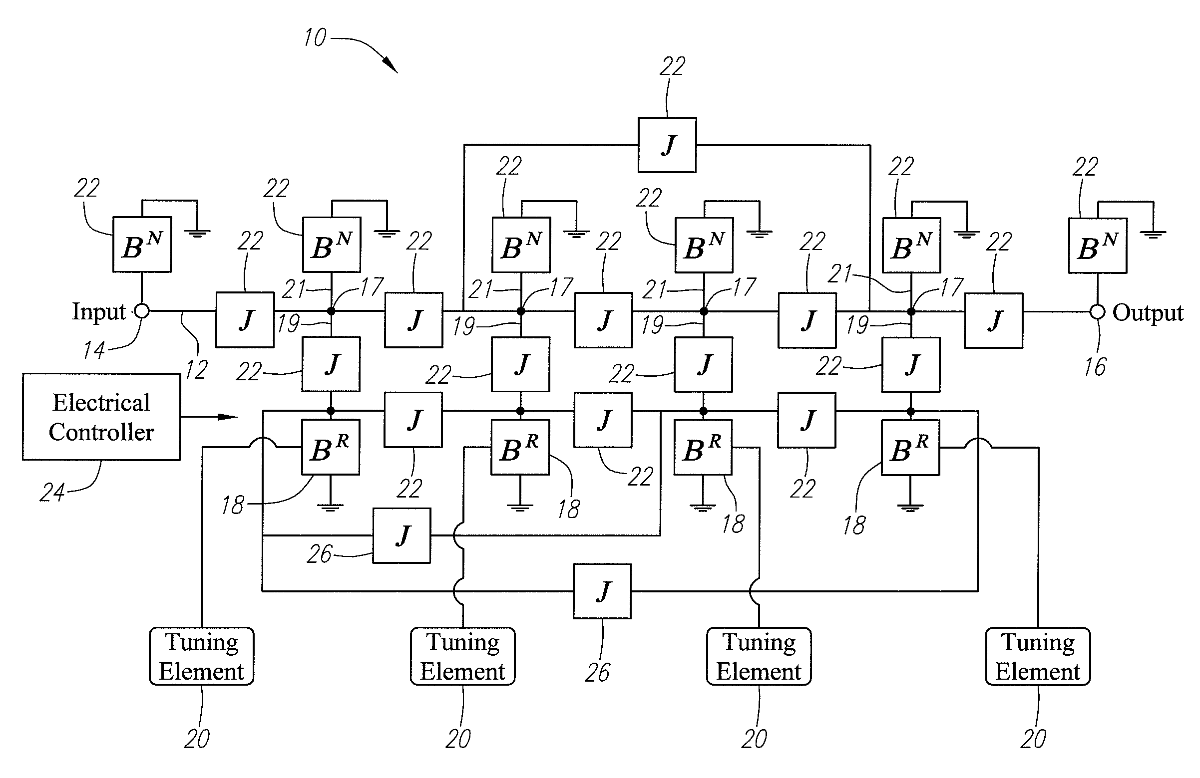 Low-loss tunable radio frequency filter