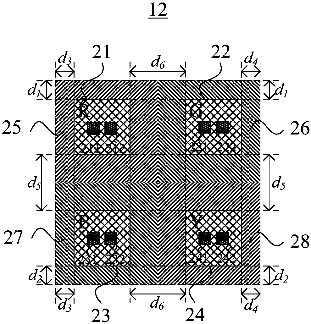 Virtual LED display module based on four-color LED chips and four-time frequency displaying method