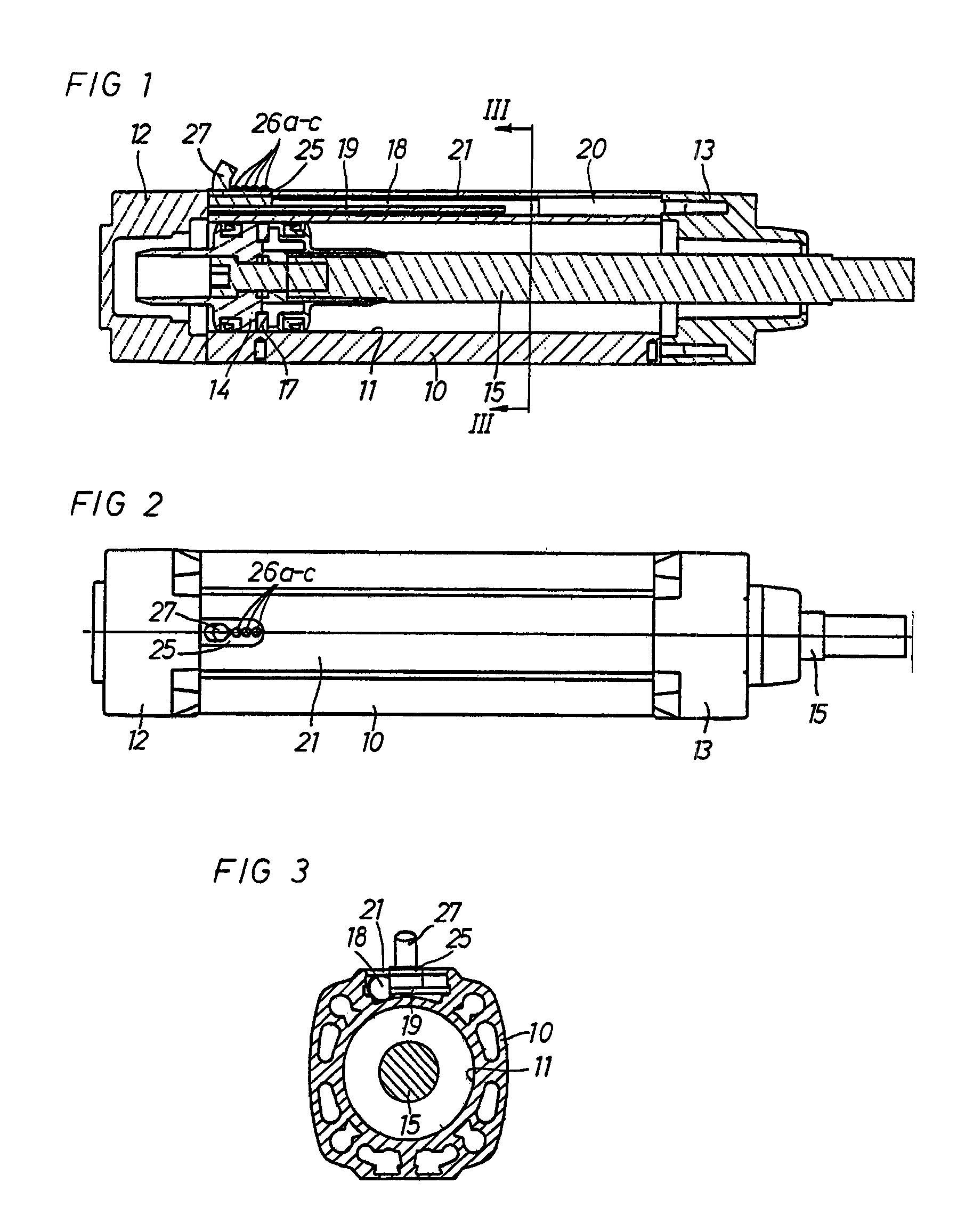 Piston-cylinder device with position sensing means
