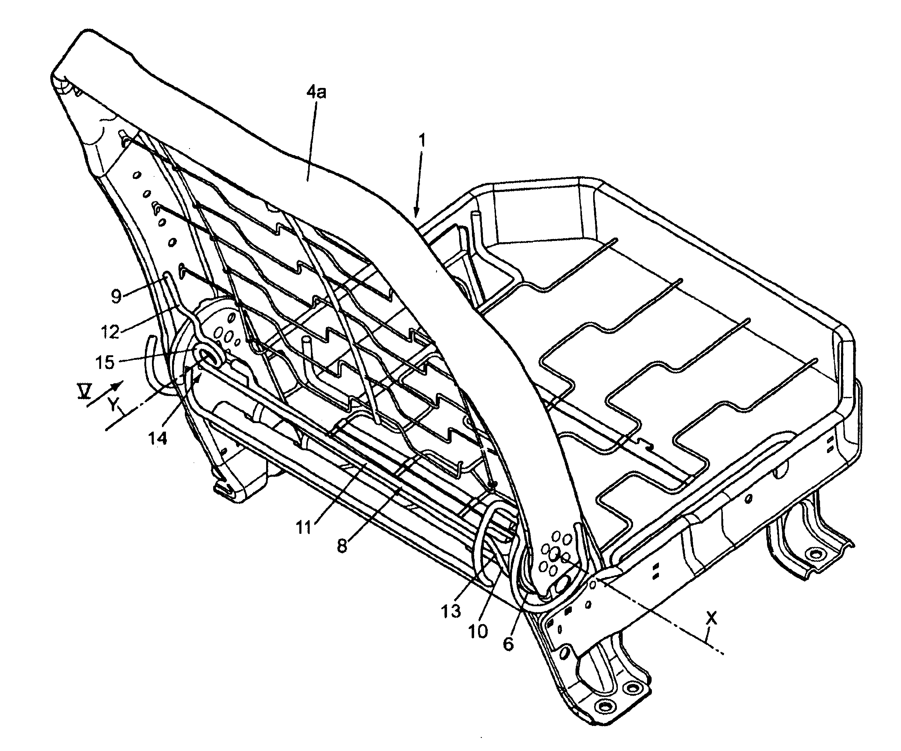 Vehicle seat including a pivoting back urged forwards by a torsion bar