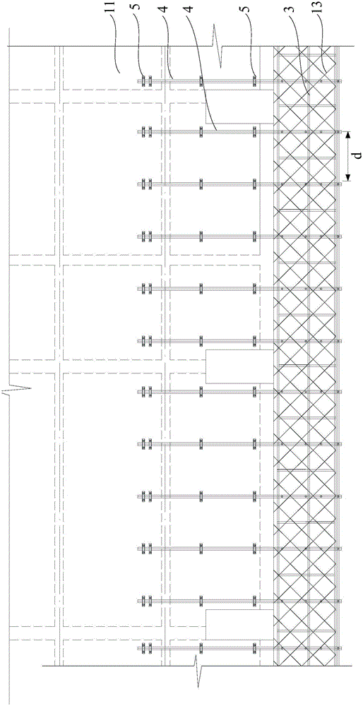 Overhanging support frame formwork system and construction method thereof