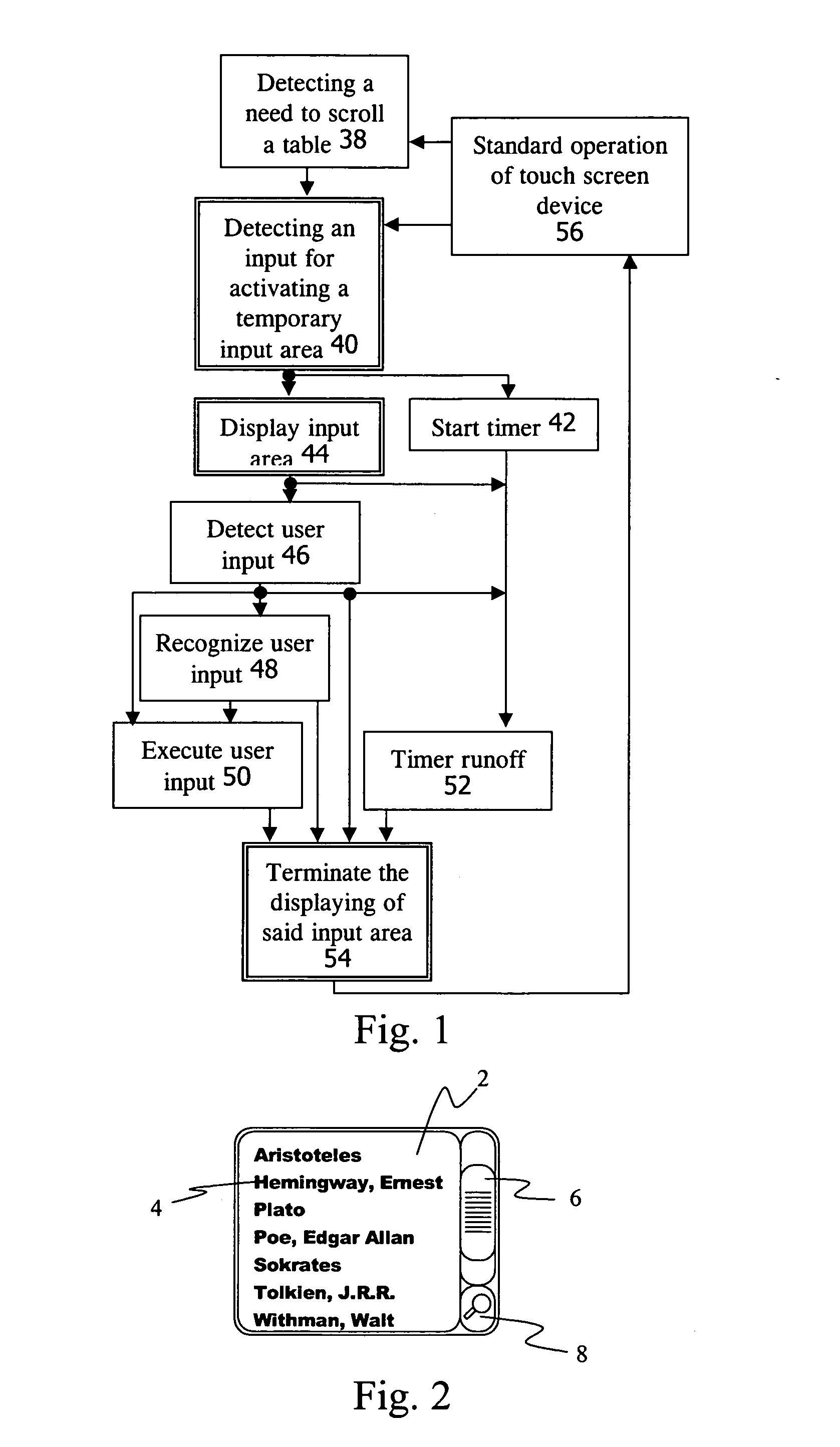 Method and device for operating a user-input area on an electronic display device