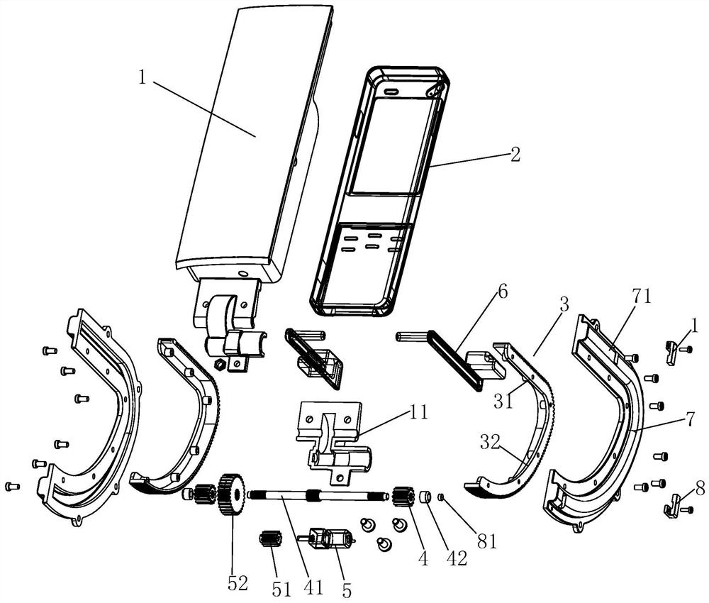 A massage chair remote control hidden lifting mechanism