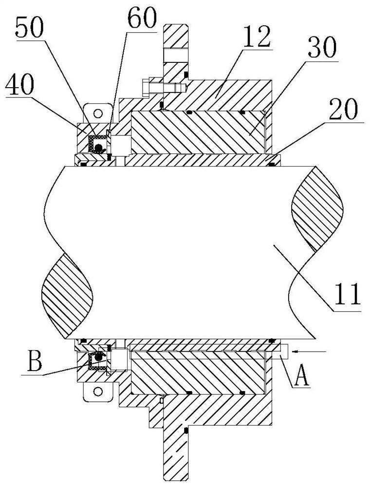 Shaft seal device for crude oil long-transmission-line large-displacement double-screw oil delivery pump and oil delivery pump