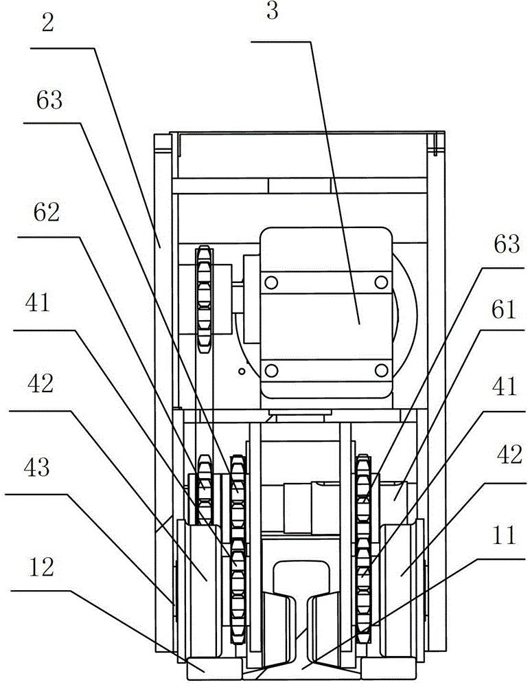 Downward running mechanism of liftable, rotary and movable stereoscopic parking equipment