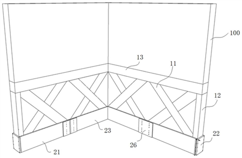 Reinforced structure of reinforced concrete shear wall