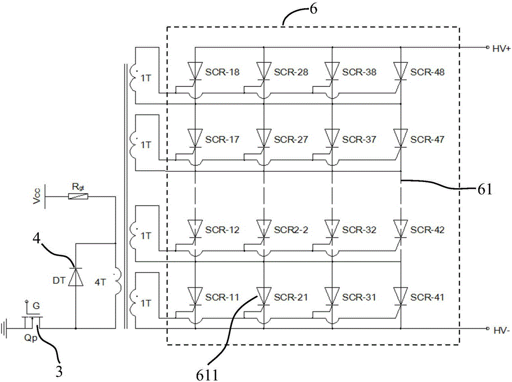 SCR electronic switch for achieving synchronization of drive signals