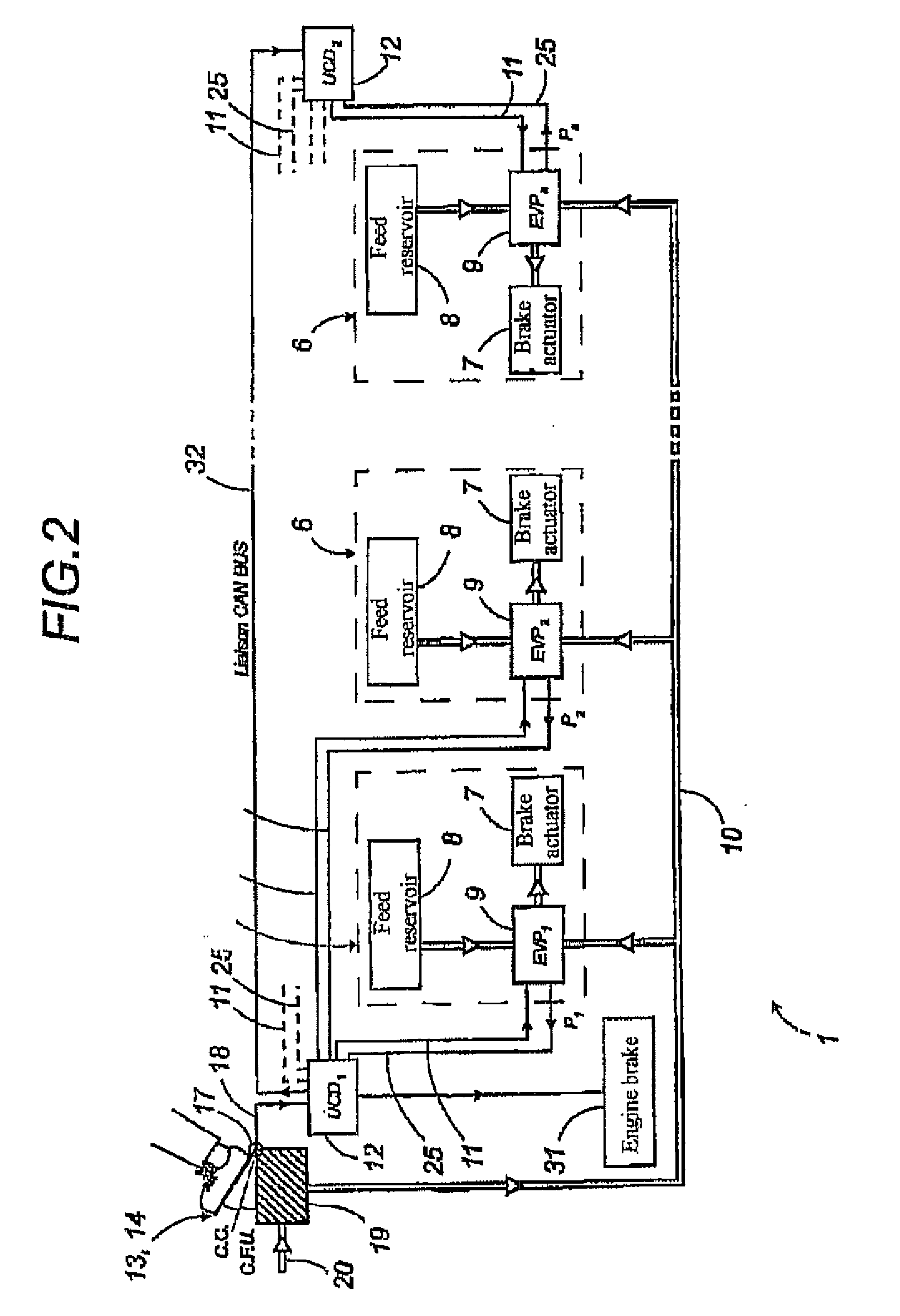 Two-Stage Electromechanically Controlled Braking System for a Multiaxle Road Vehicles
