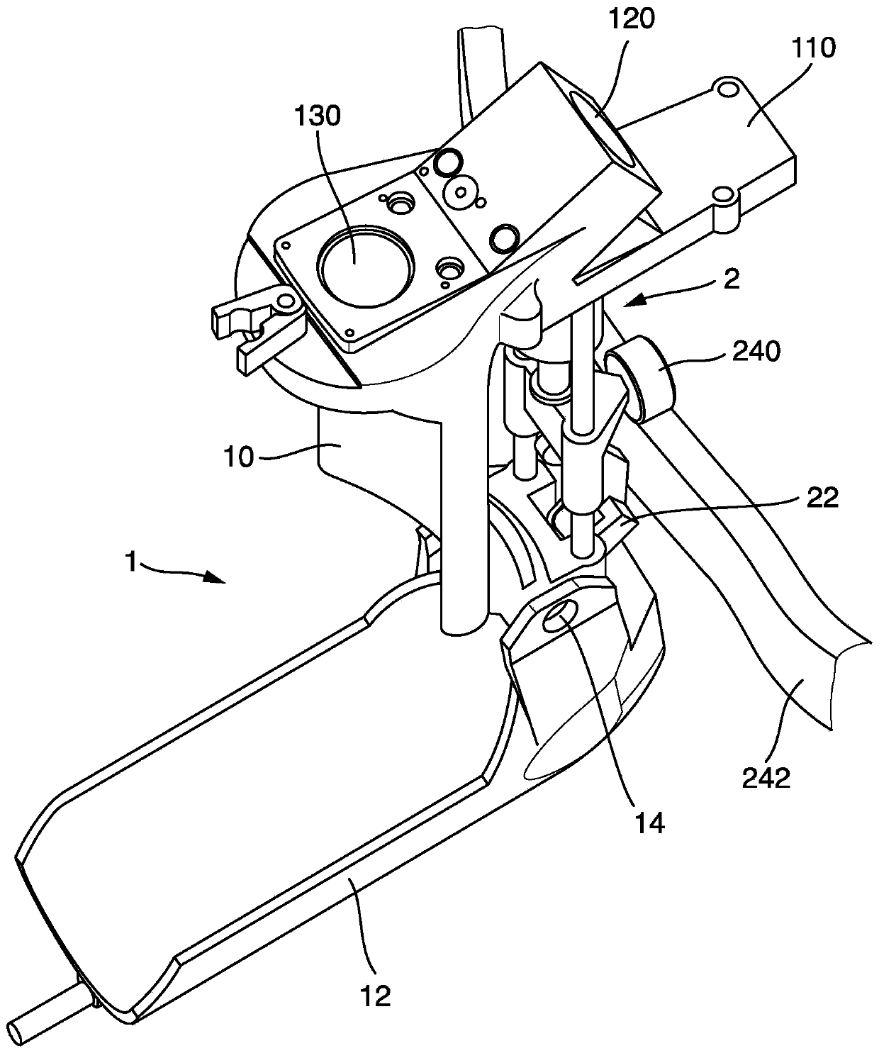 Device for the treatment of a container in a product filling system