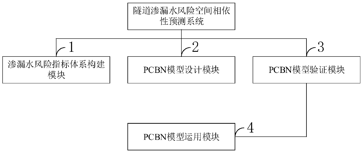 Tunnel water leakage risk spatial dependency prediction method and prediction system