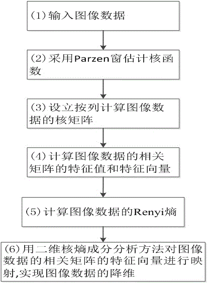 Image data dimension reduction method based on two-dimensional kernel entropy component analysis