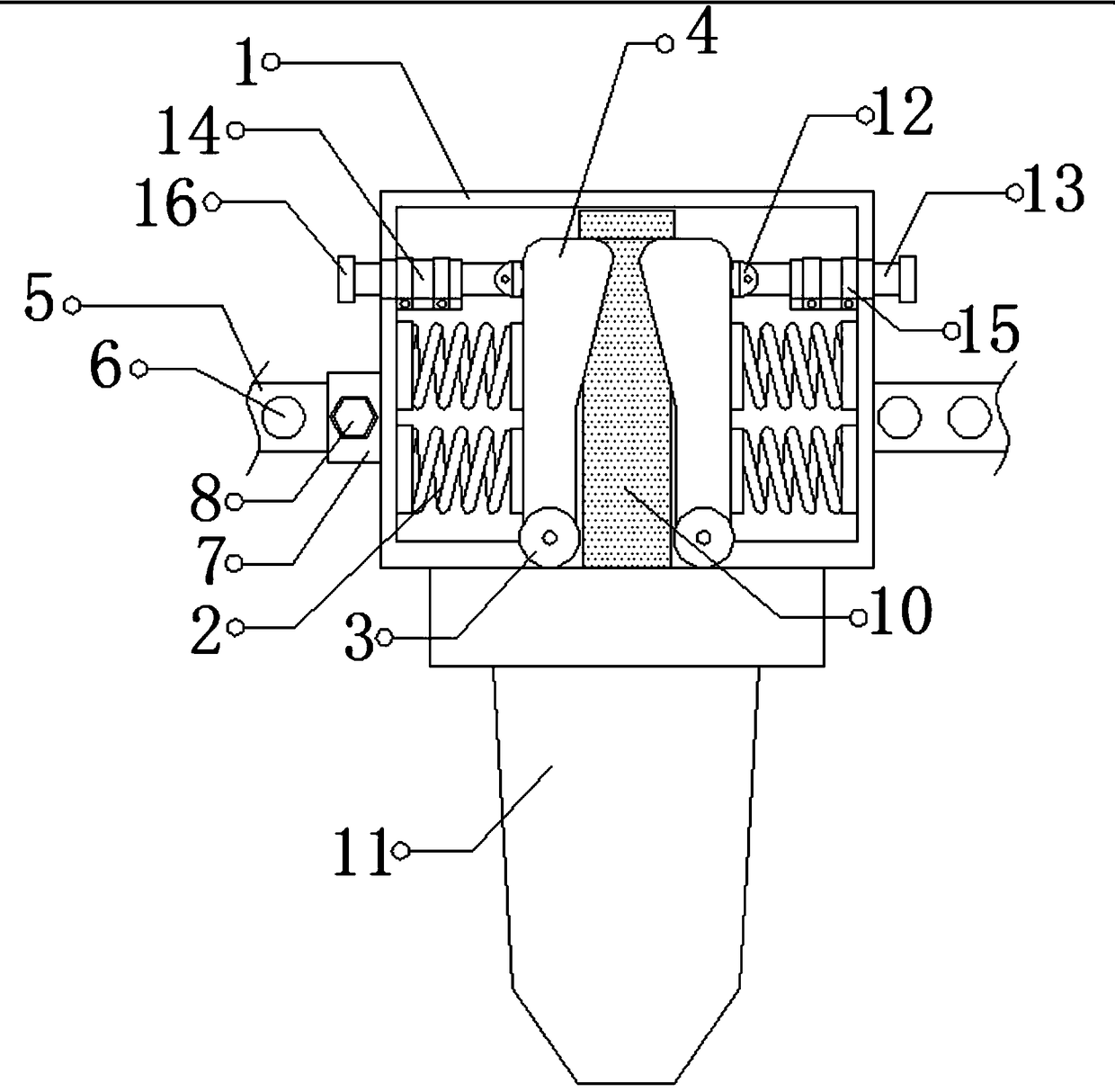 Excavator bucket tooth drilling clamping device for earth-rock construction engineering machine