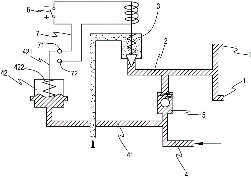 Self-locking control device used for starting electromagnetic valve