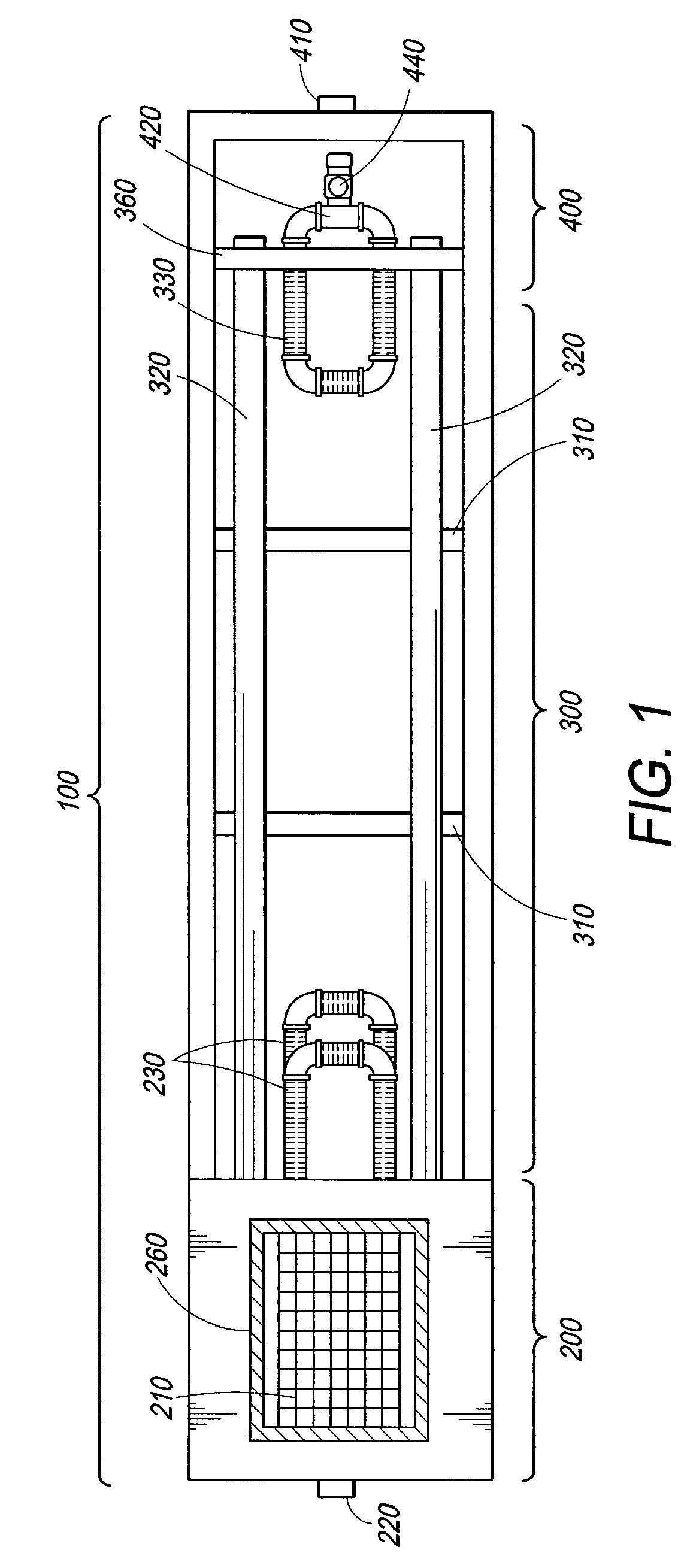 In line wetland water treatment system and method