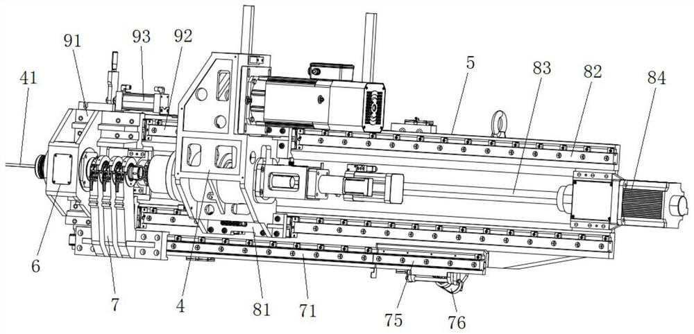 Drill bit support mechanism and horizontal deep hole drilling machine