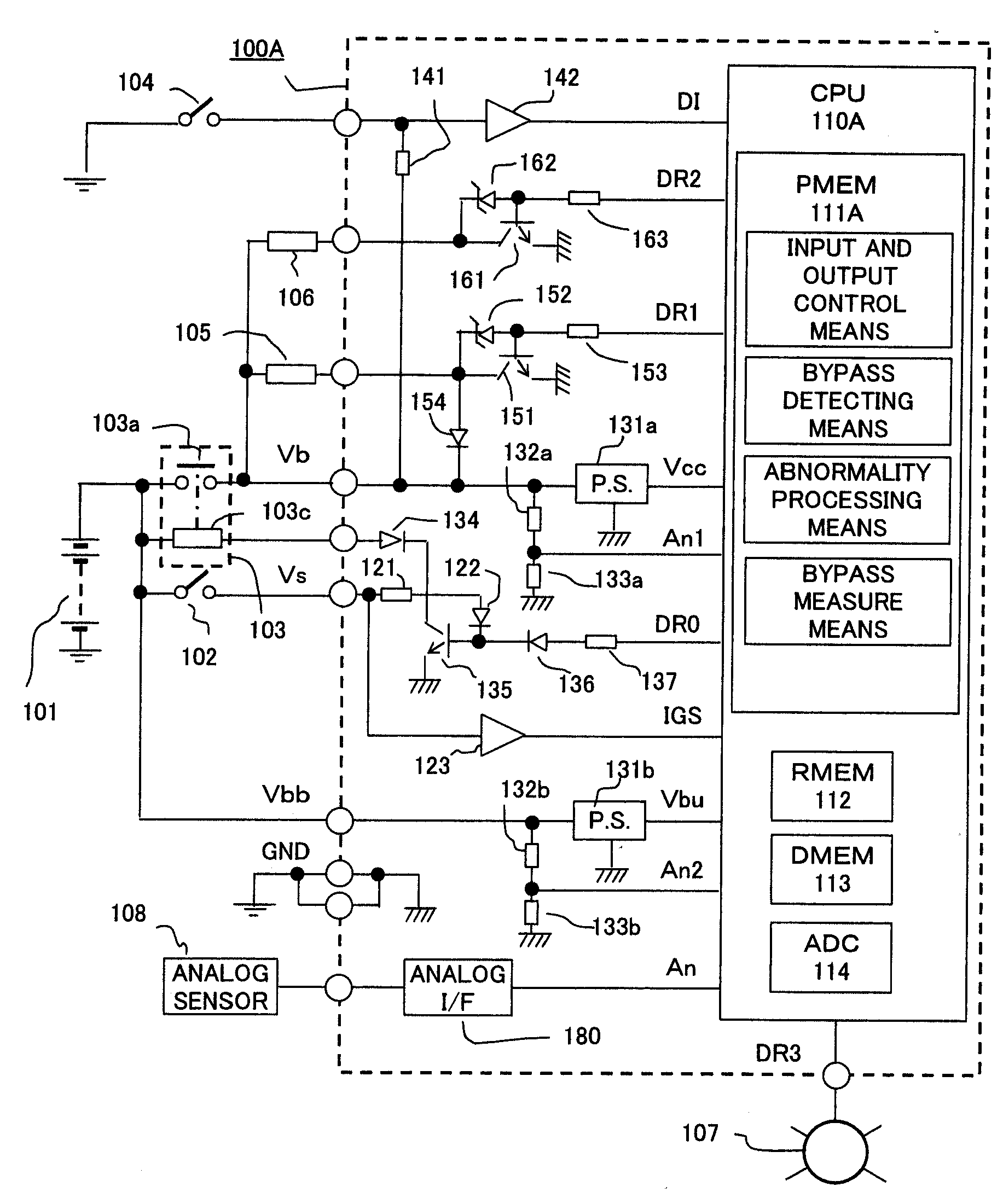 Power supply abnormality detection circuit for on-vehicle electronic control device