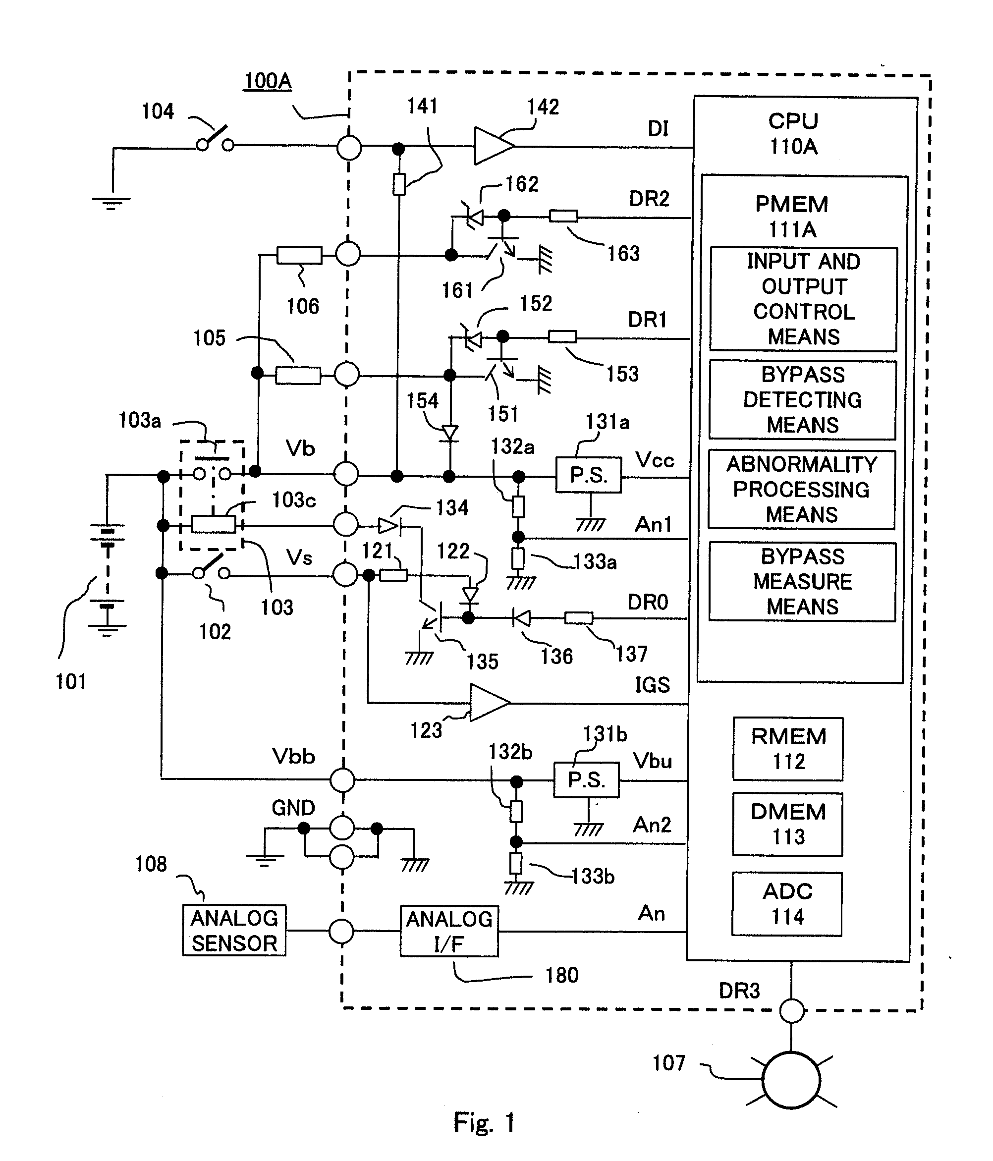 Power supply abnormality detection circuit for on-vehicle electronic control device