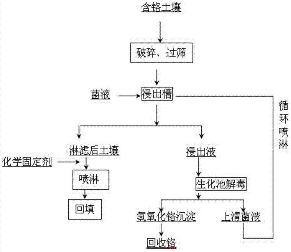 Combined remediation method of microbial leaching and chemical fixation in heavily polluted soil of chromium slag yard