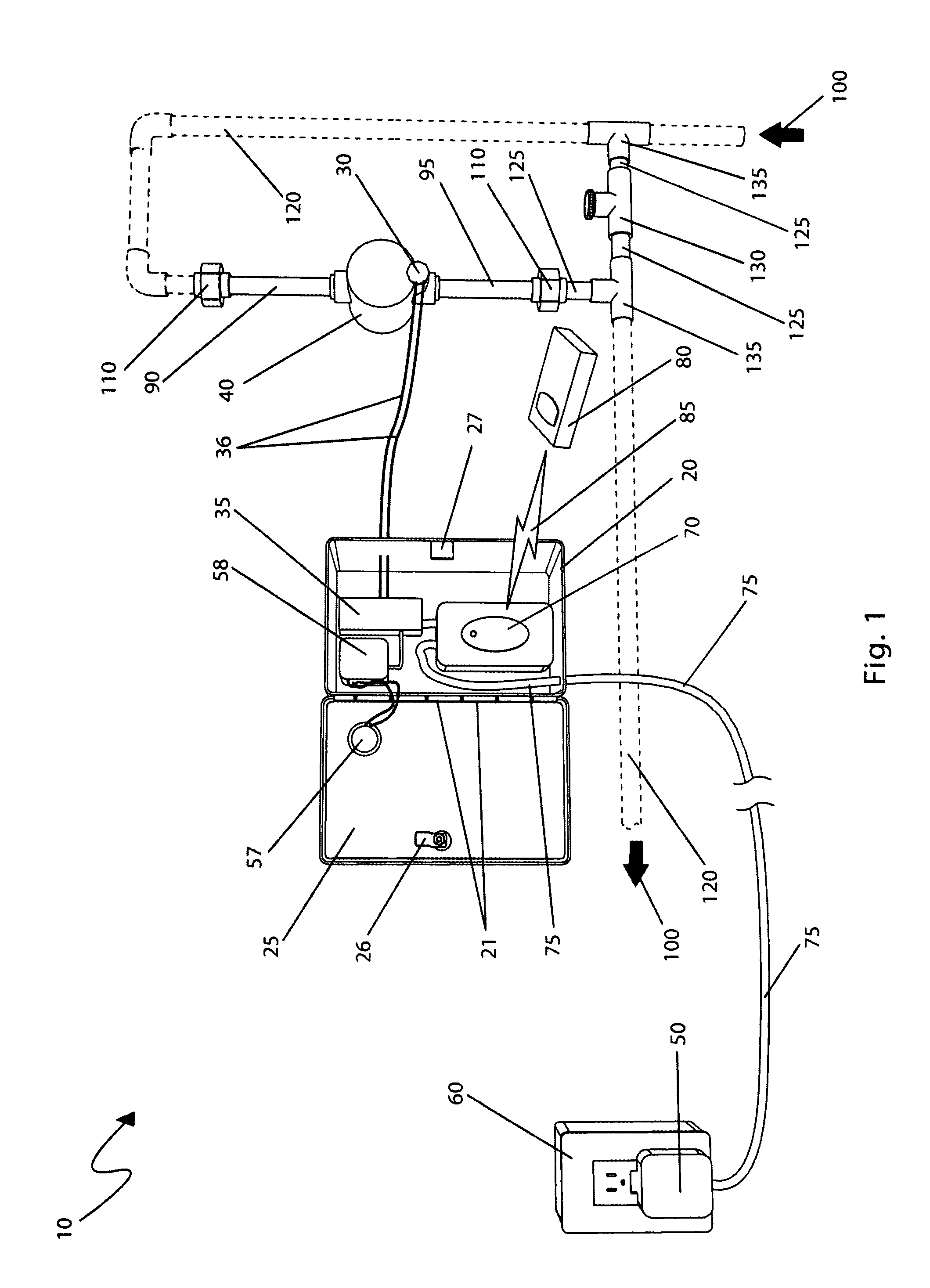 In-line water shut-off system and method of use thereof