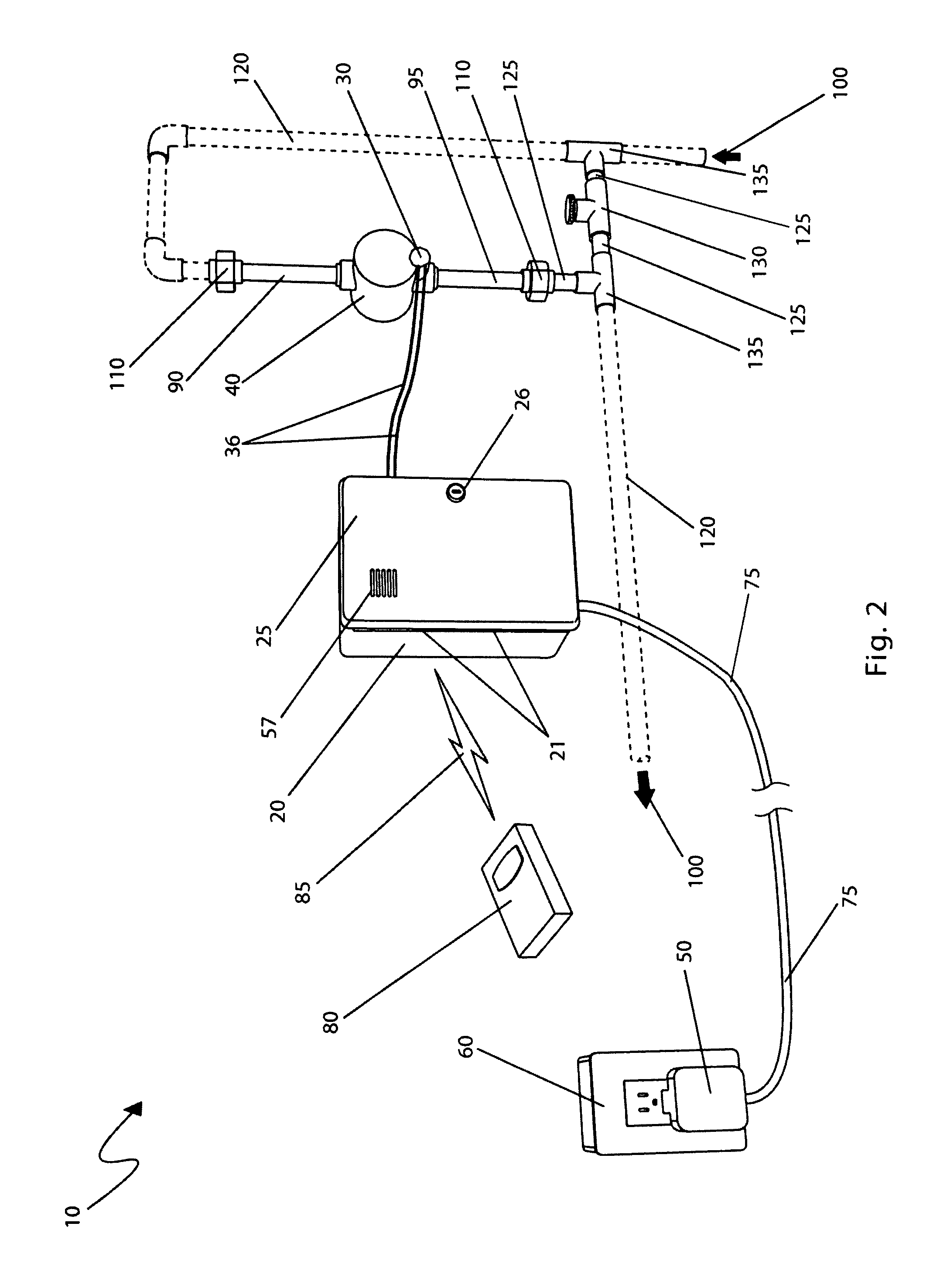 In-line water shut-off system and method of use thereof