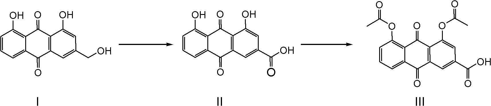 Synthetic process for diacerein