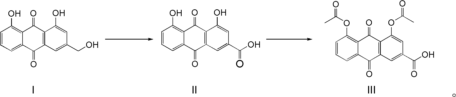 Synthetic process for diacerein