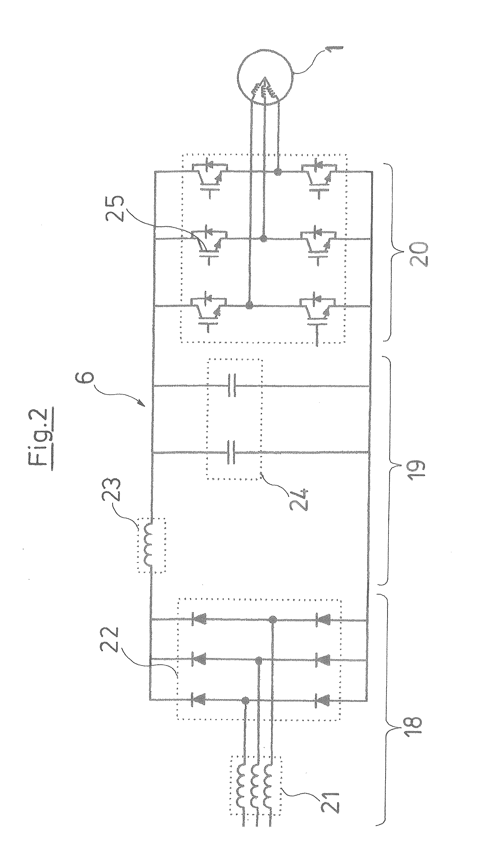 Frequency converter on a motor