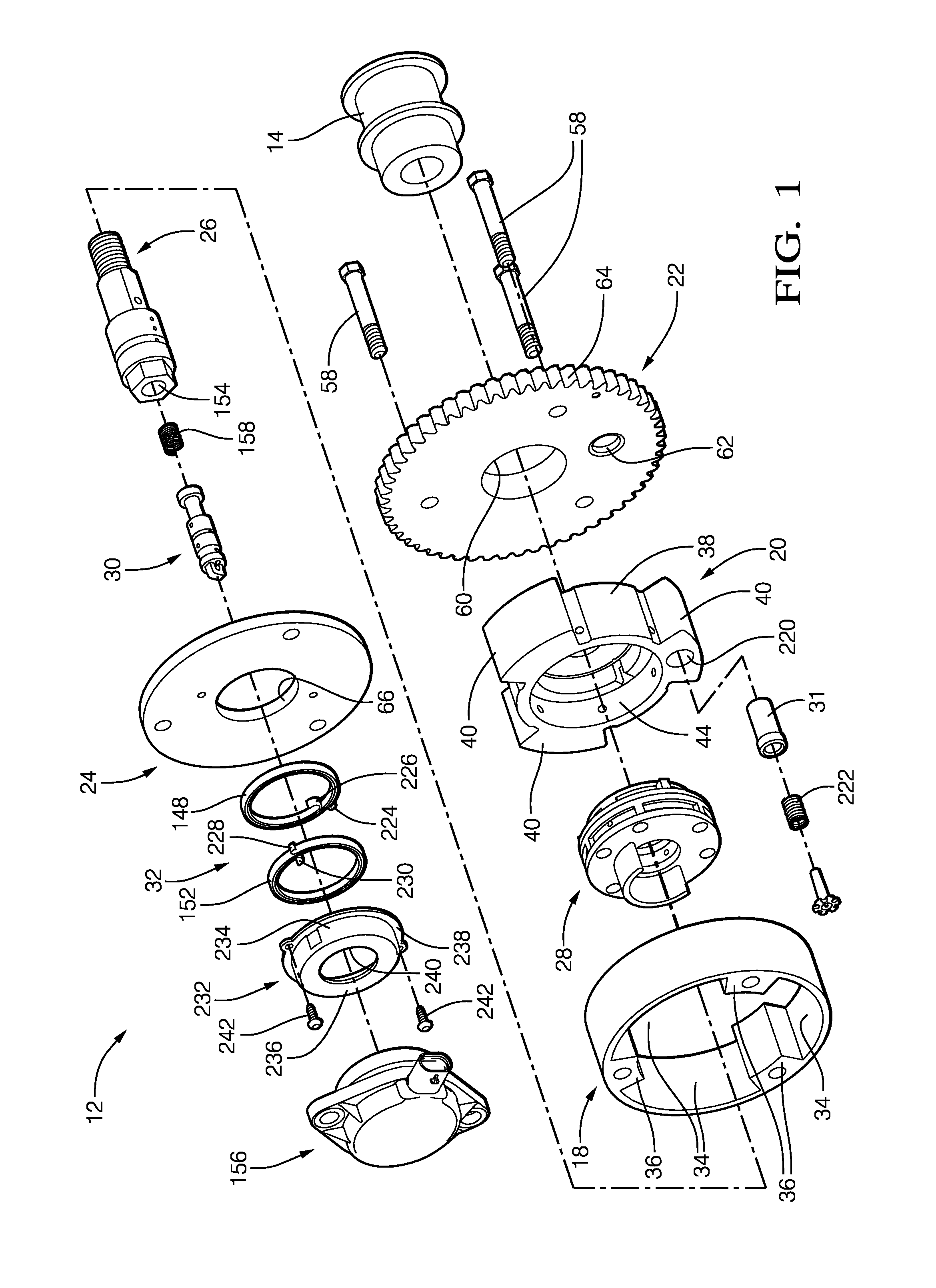 Camshaft phaser with a rotary valve spool positioned hydraulically