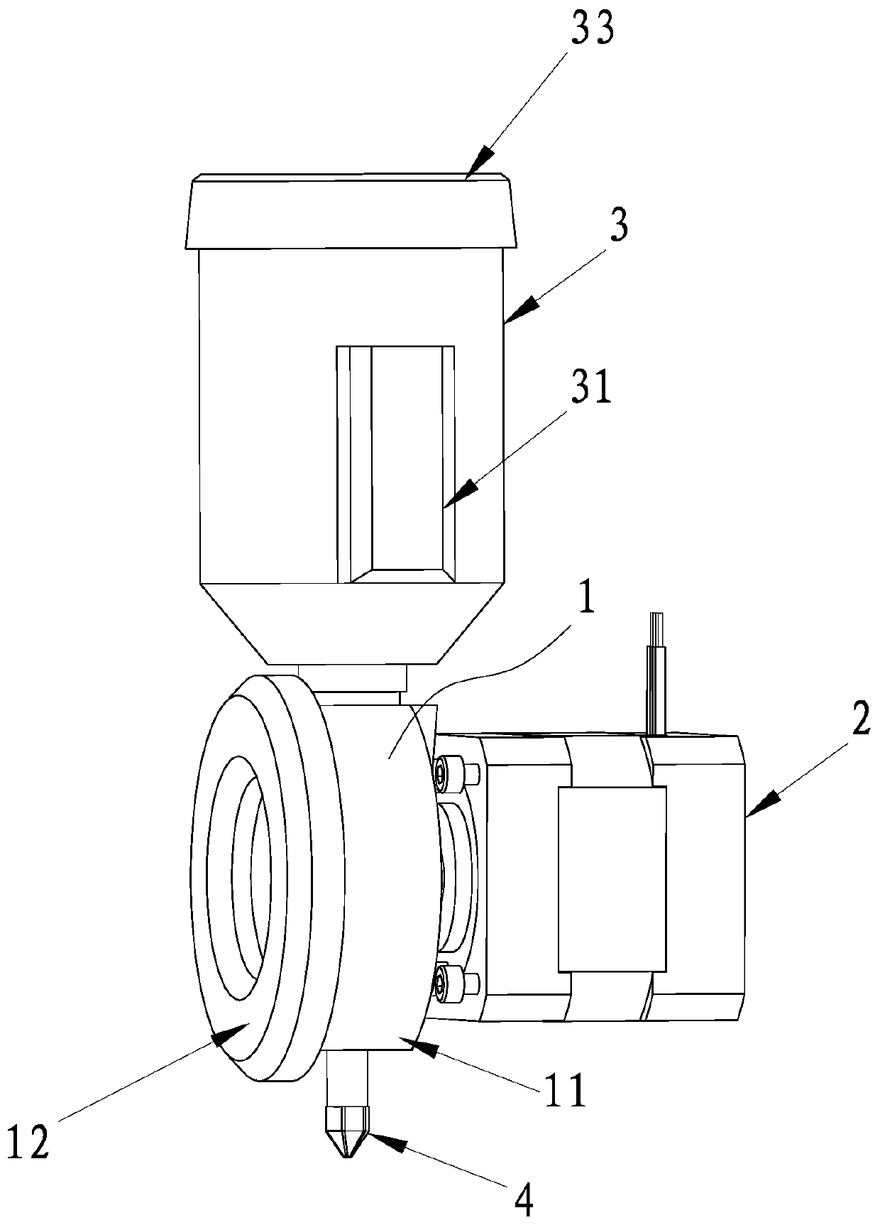 Extrusion device for 3D printing of chocolate