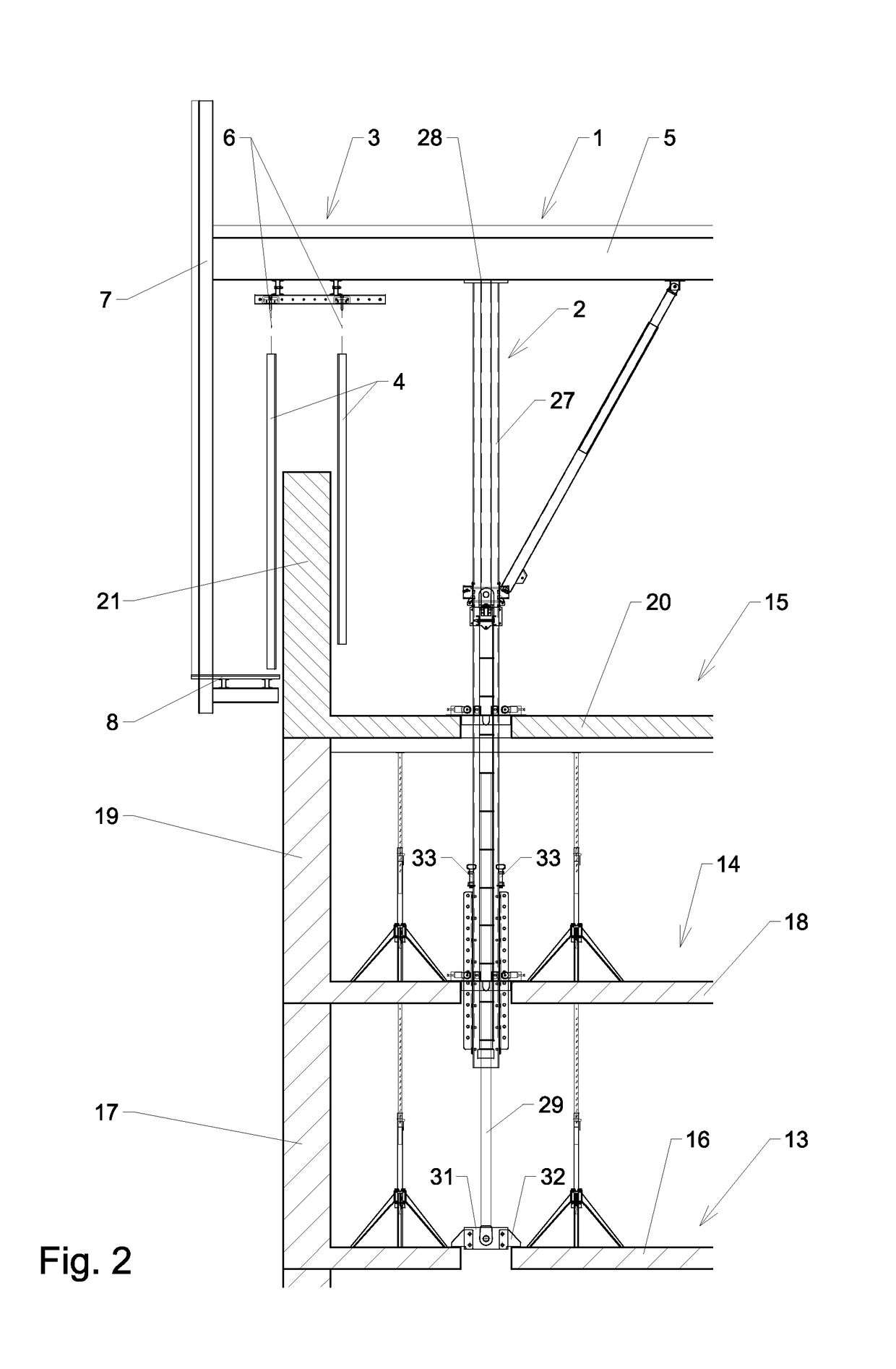 Method for erecting a concrete structure and climbing formwork