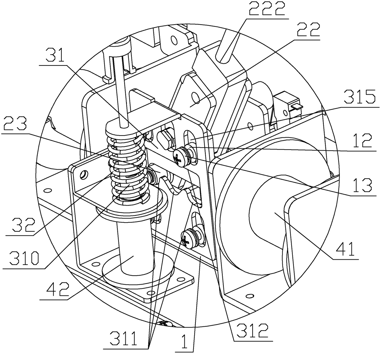 A three-position switching operation mechanism of a transfer switch