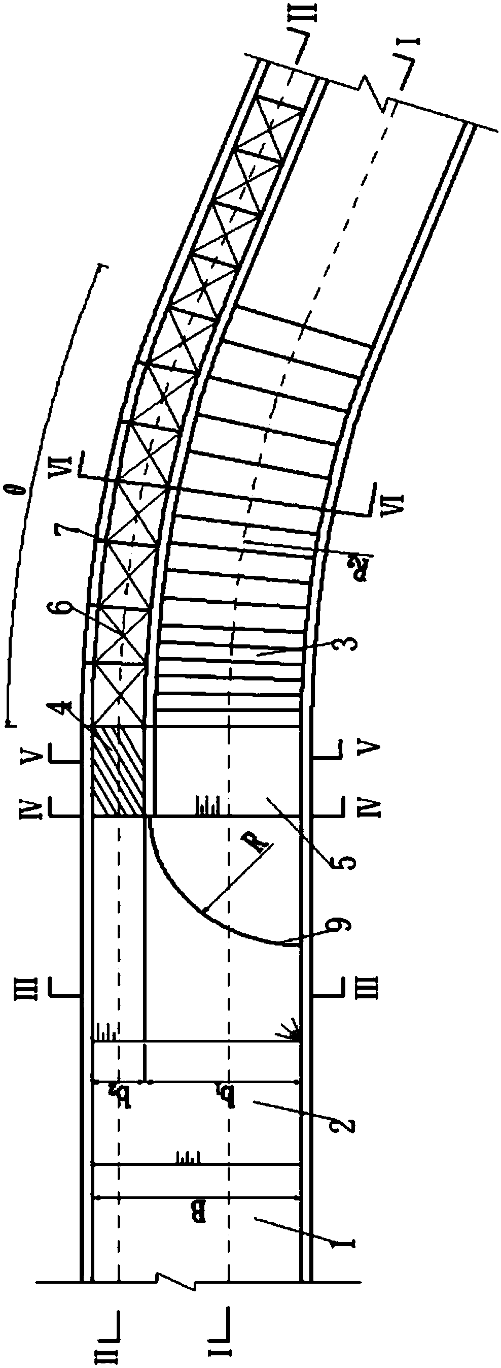 Layout form of water-sediment separation buildings suitable for steep trough spillways with curves