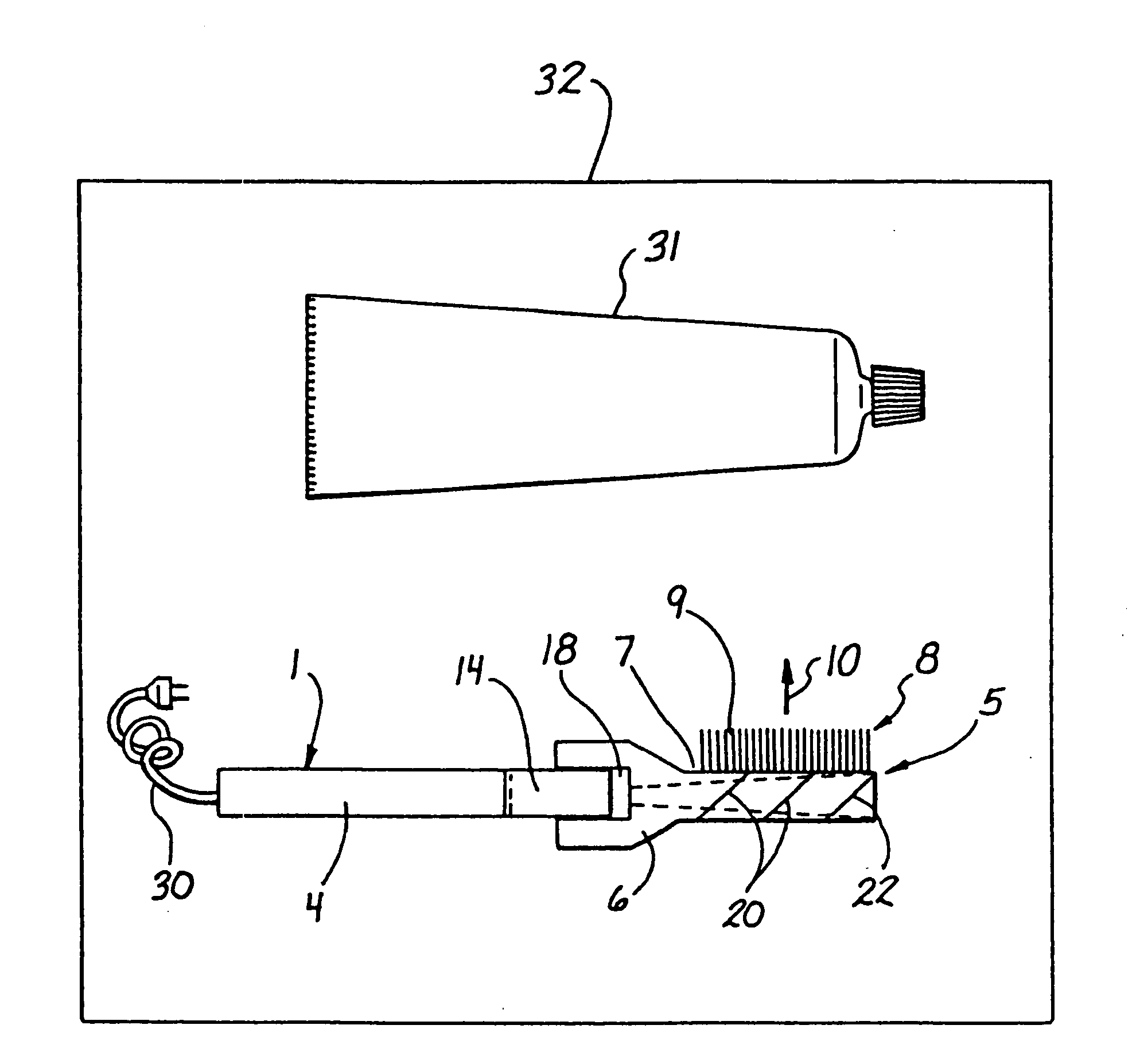 Electromagnetic radiation emitting toothbrush and dentifrice system