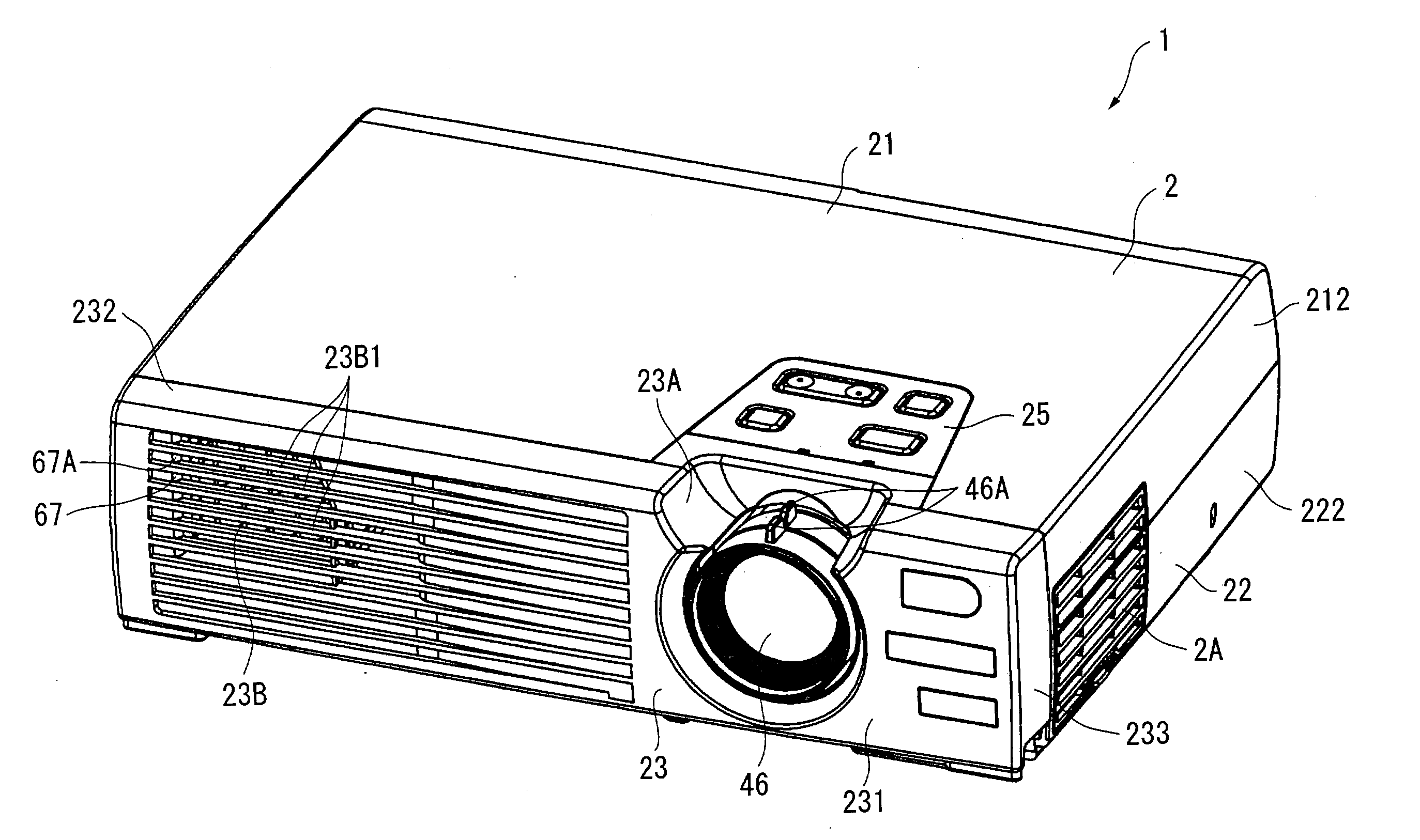 Electronics exterior case and projector having the same