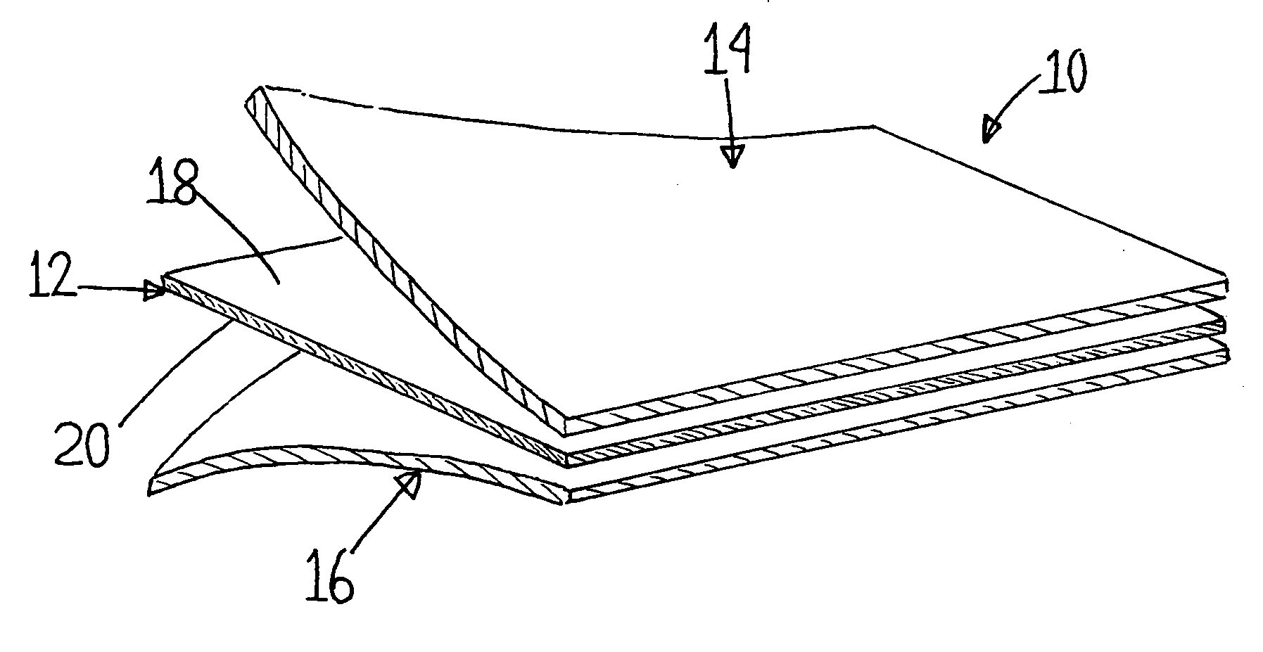 Three-part laminated pliable hand-moldable surface construction