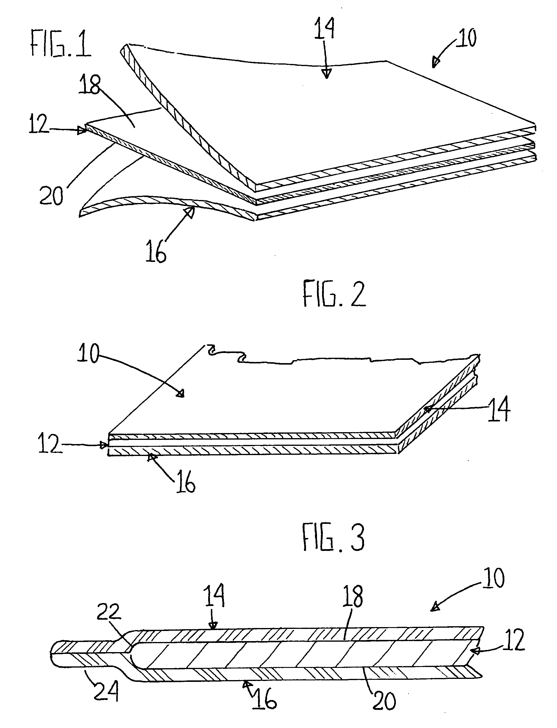 Three-part laminated pliable hand-moldable surface construction