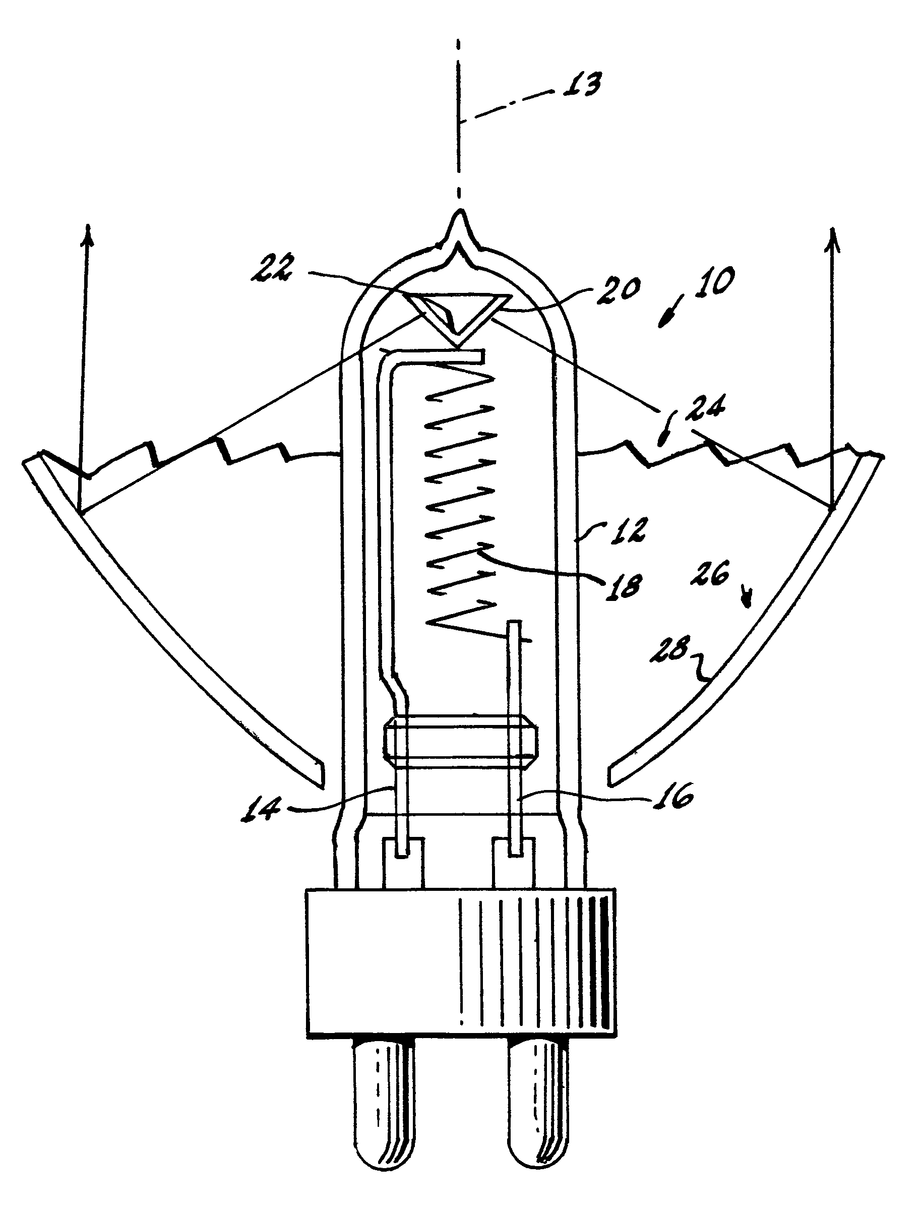 Cylindrical lamp employing internal reflector