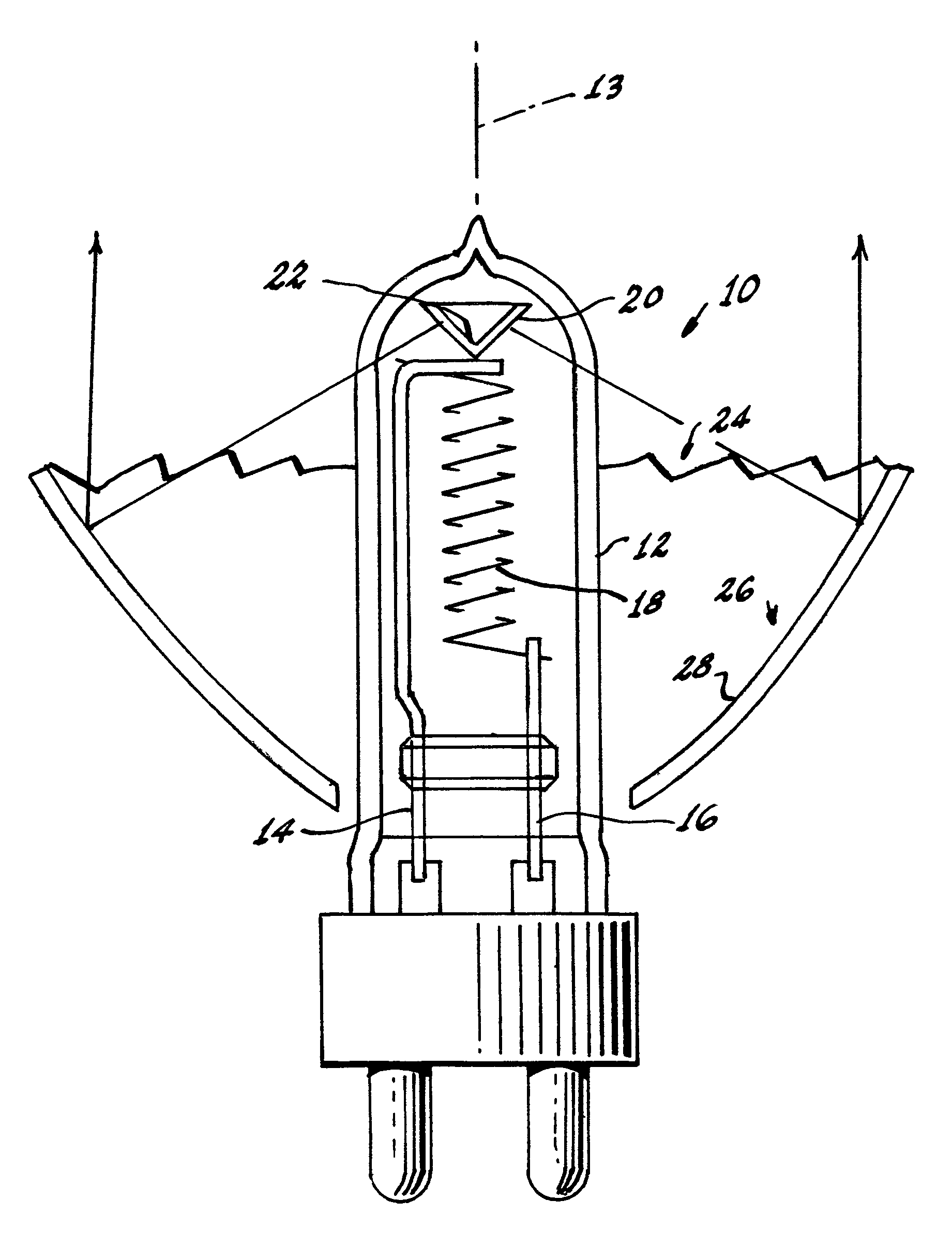 Cylindrical lamp employing internal reflector