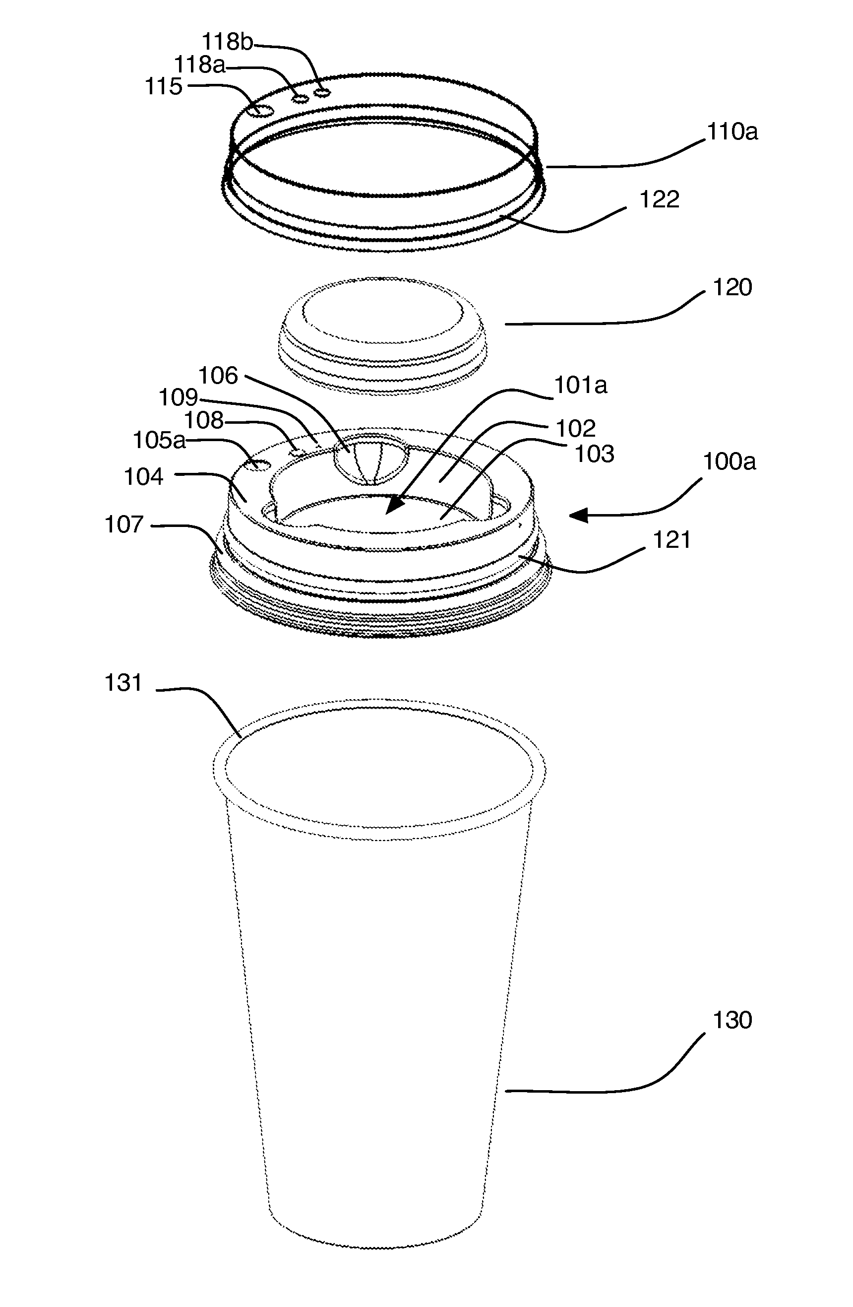 Cup lid with integrated container