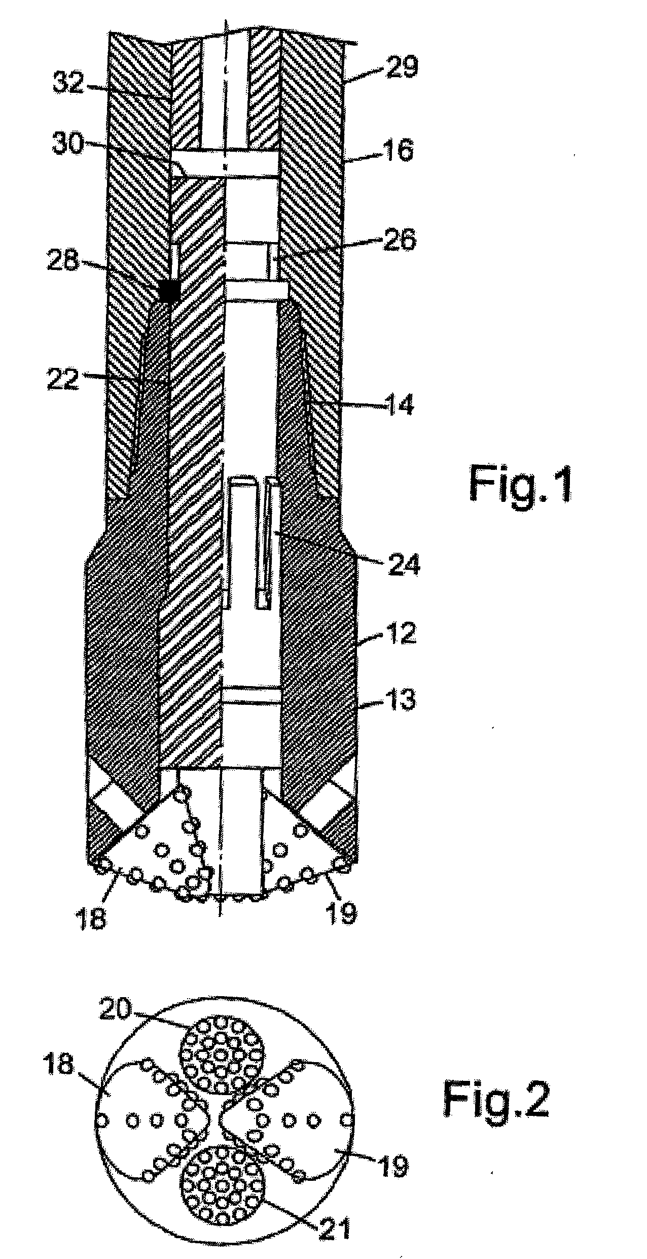 Drilling apparatus with percussive action cutter