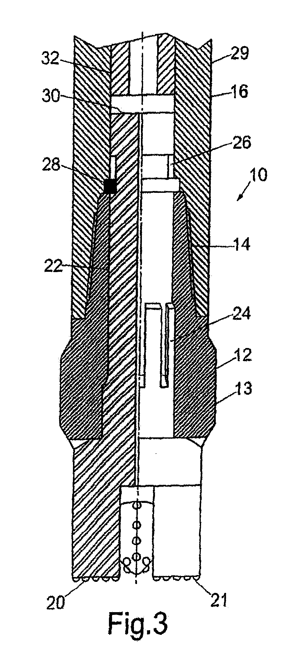 Drilling apparatus with percussive action cutter